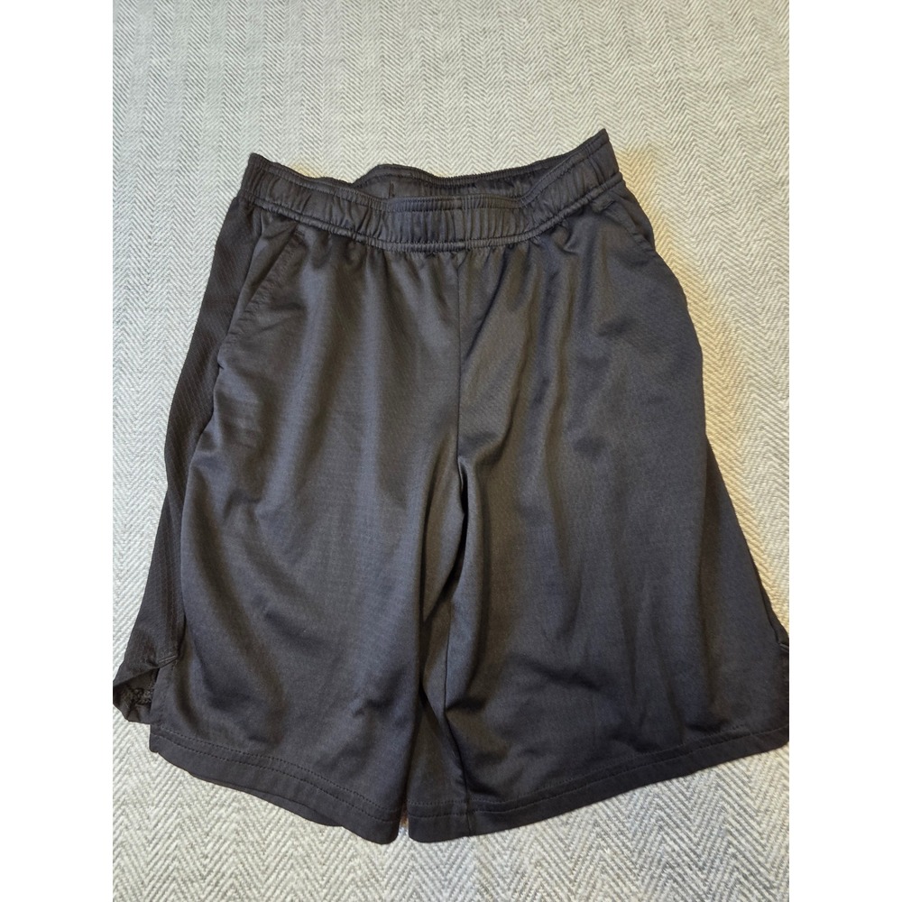 All in Motion Athletic Shorts Boys L 12/14 Black Mesh Side Panels Elastic Waist